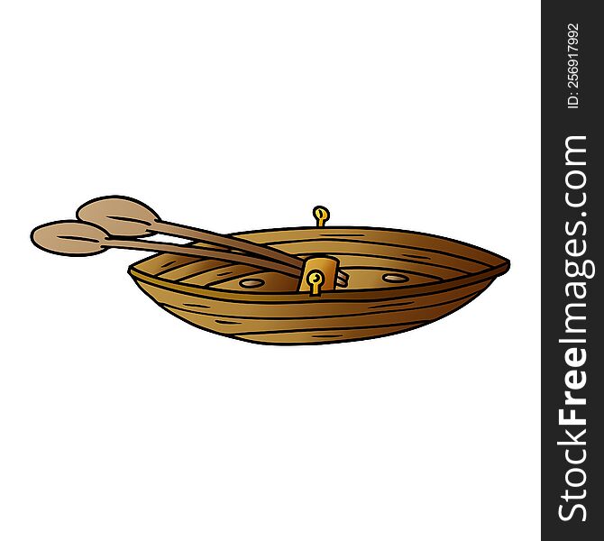 Gradient Cartoon Doodle Of A Wooden Boat