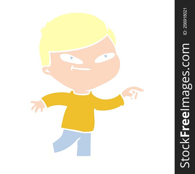 Flat Color Style Cartoon Pointing Man