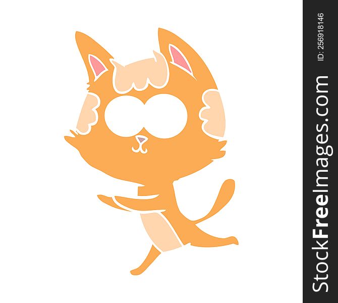 Happy Flat Color Style Cartoon Cat