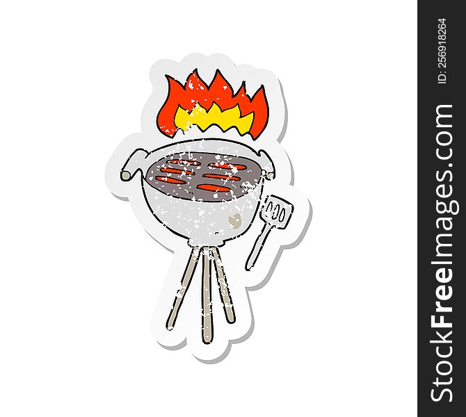Retro Distressed Sticker Of A Cartoon Barbecue