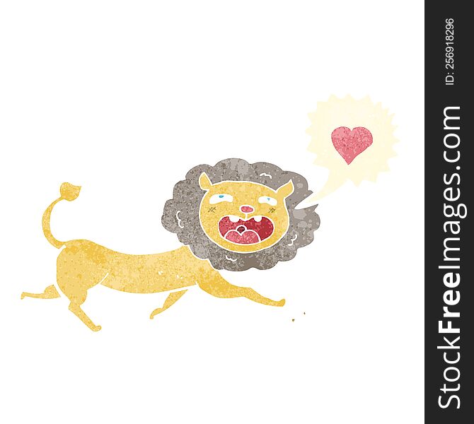 cartoon lion with love heart