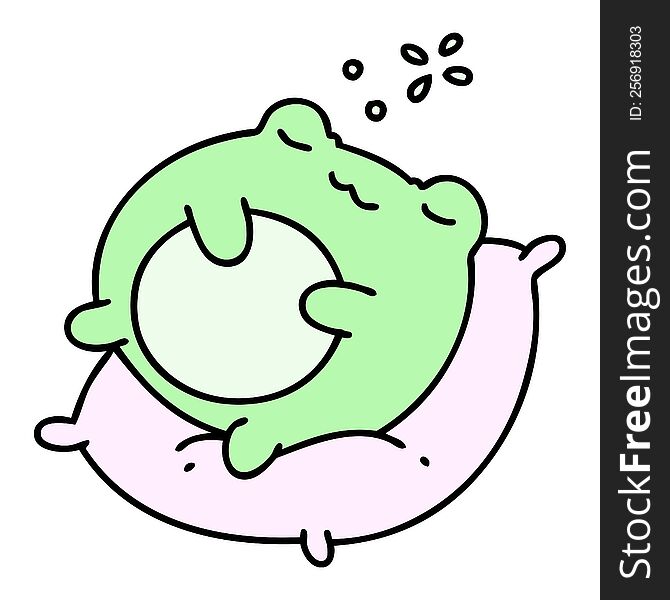 Cute Frog Sleeping On A Pillow