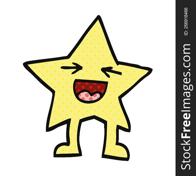 Comic Book Style Cartoon Laughing Star Character