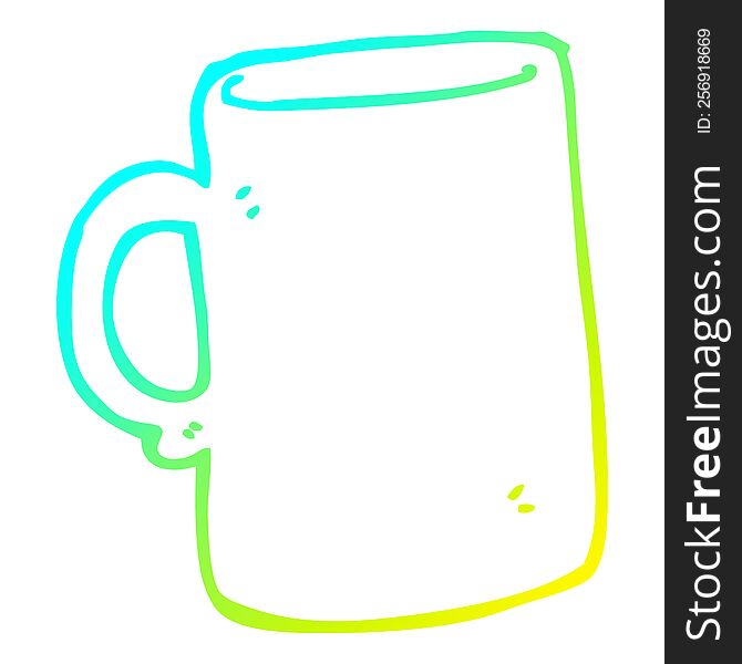cold gradient line drawing of a cartoon mug