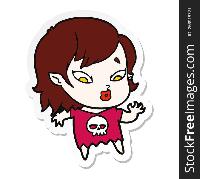 Sticker Of A Cute Cartoon Vampire Girl