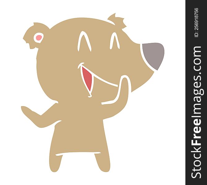 Laughing Bear Flat Color Style Cartoon