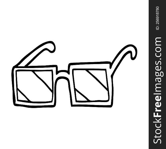 Line Drawing Cartoon Square Sunglasses