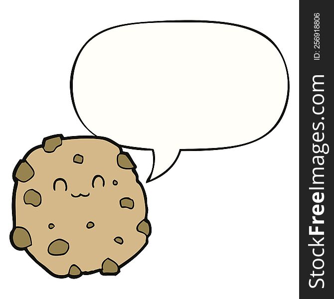 cartoon biscuit with speech bubble. cartoon biscuit with speech bubble