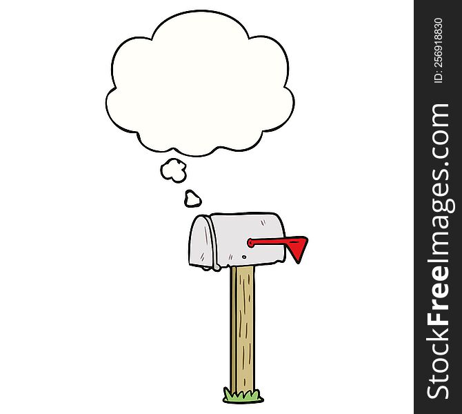 cartoon mailbox with thought bubble. cartoon mailbox with thought bubble
