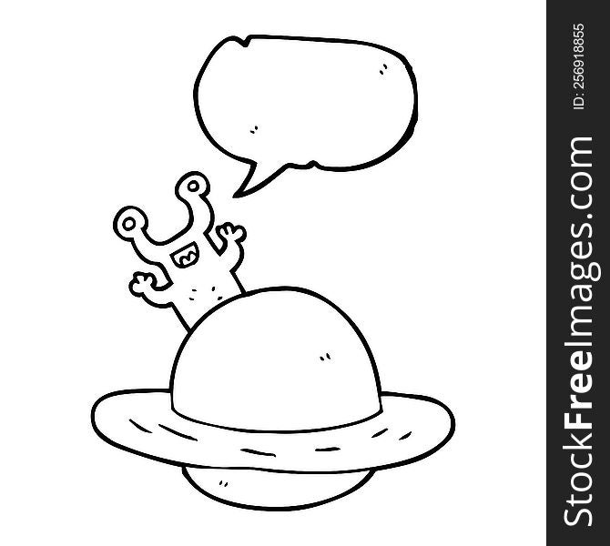 freehand drawn speech bubble cartoon alien planet