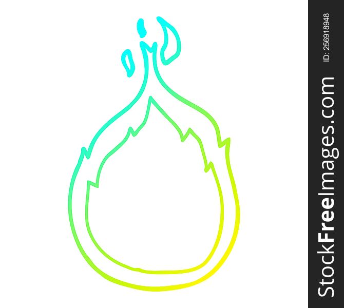 cold gradient line drawing of a cartoon flames
