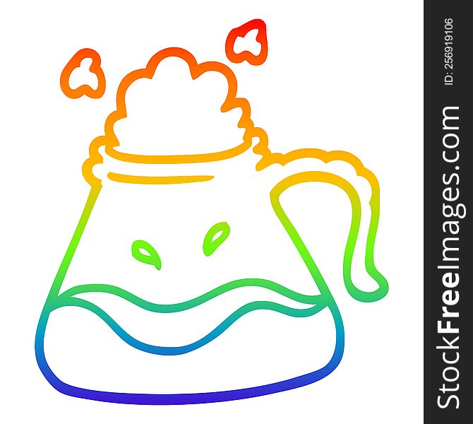 Rainbow Gradient Line Drawing Cartoon Coffee Jug