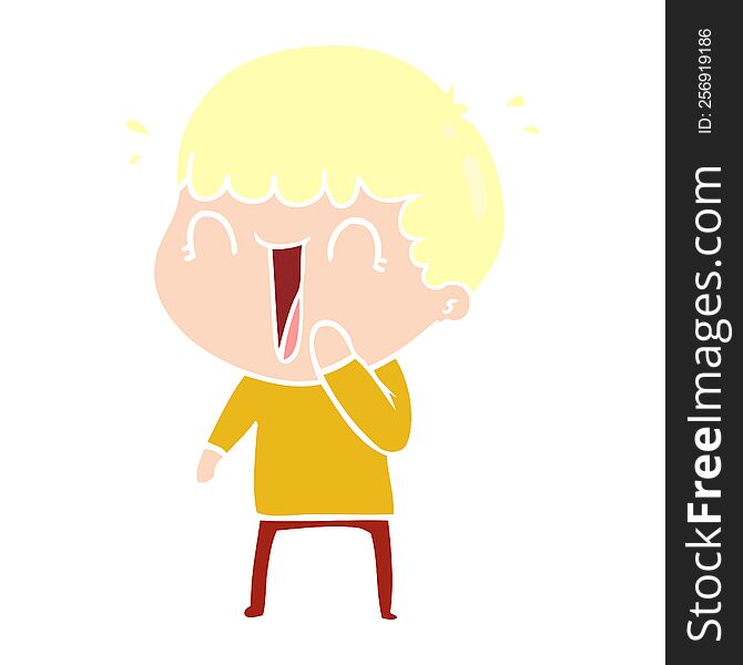 Laughing Flat Color Style Cartoon Man