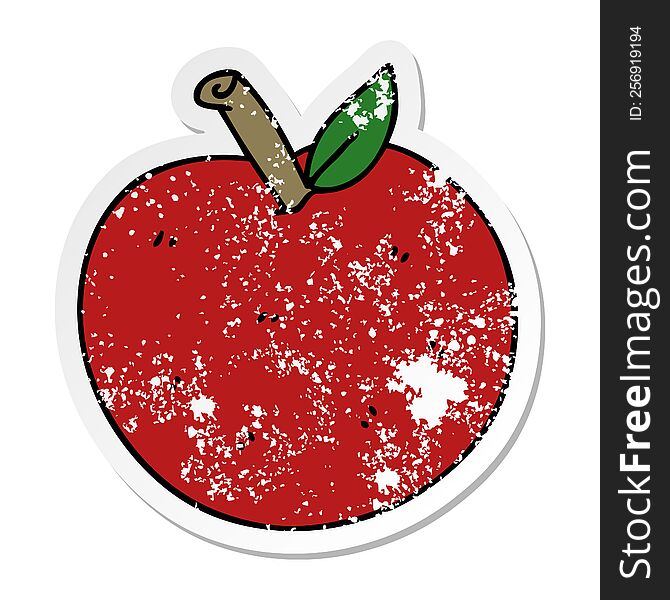 Distressed Sticker Of A Quirky Hand Drawn Cartoon Apple