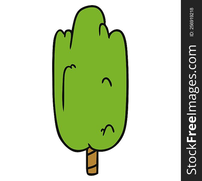 hand drawn cartoon doodle single green tree