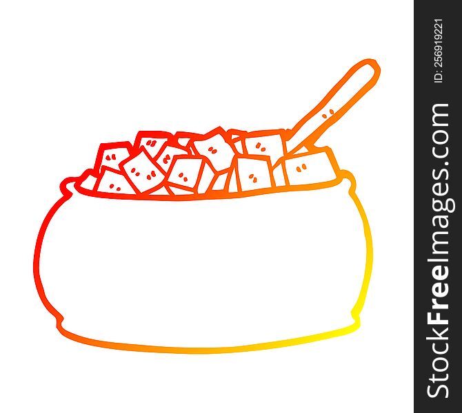 warm gradient line drawing of a cartoon sugar bowl