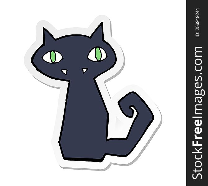 sticker of a cartoon black cat