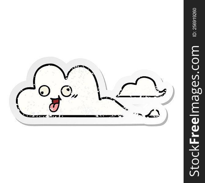 distressed sticker of a cute cartoon clouds