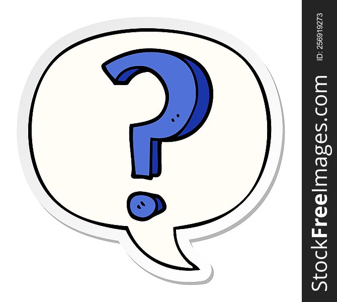 cartoon question mark and speech bubble sticker