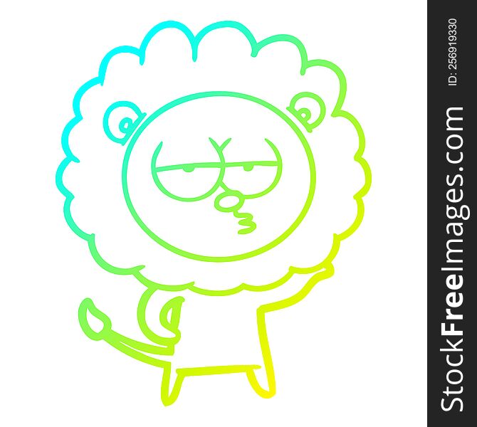 Cold Gradient Line Drawing Cartoon Bored Lion