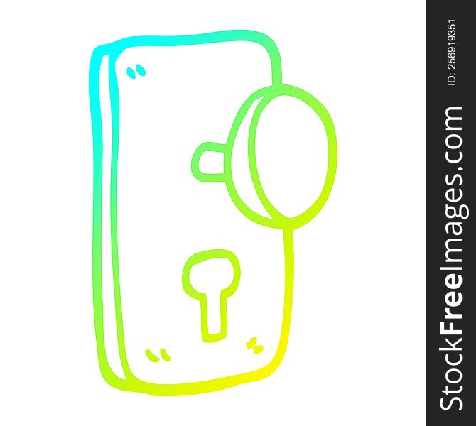 cold gradient line drawing of a cartoon door handle
