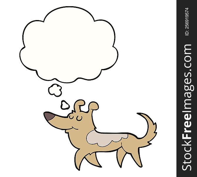 Cartoon Dog And Thought Bubble