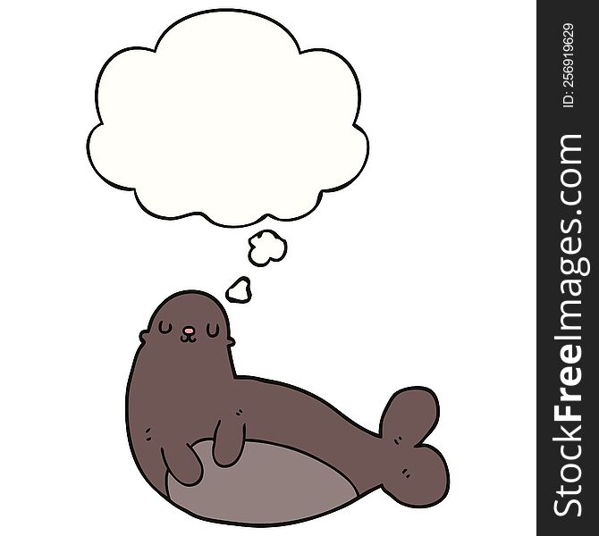 Cartoon Seal And Thought Bubble