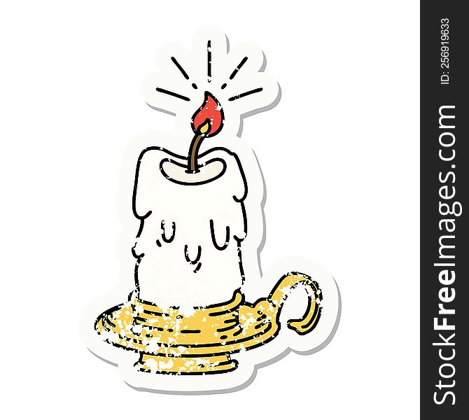 Grunge Sticker Of Tattoo Style Spooky Melting Candle