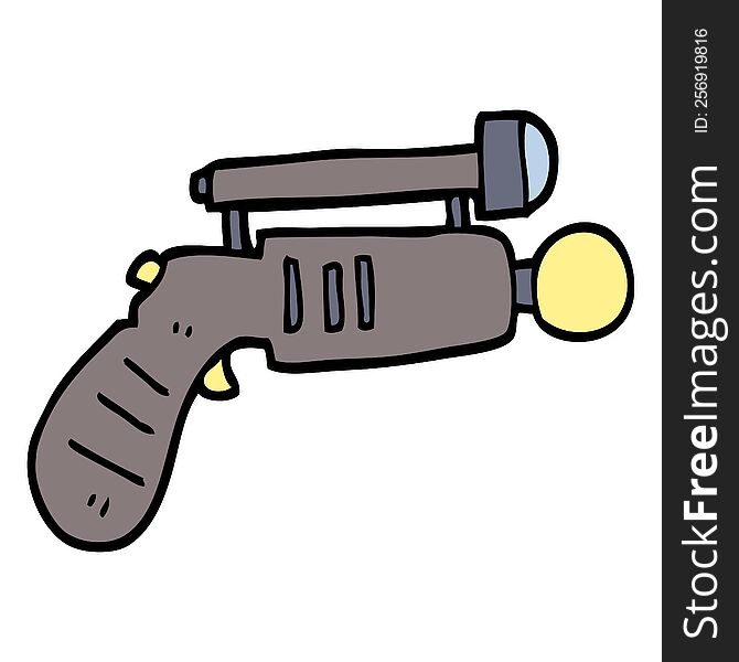 hand drawn doodle style cartoon ray gun