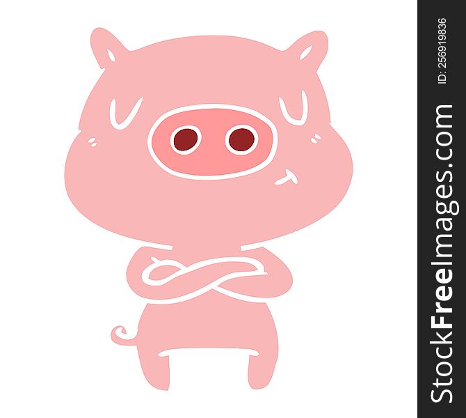 Flat Color Style Cartoon Content Pig