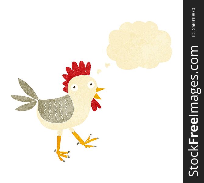 Funny Cartoon Chicken With Thought Bubble