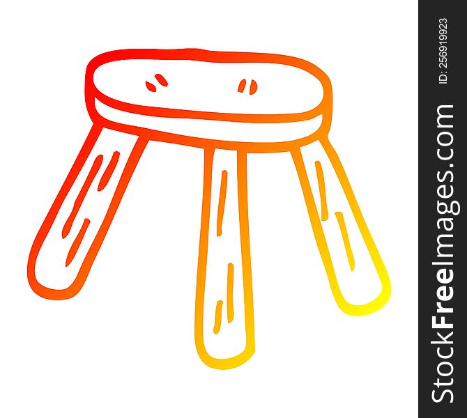 warm gradient line drawing of a cartoon low stool
