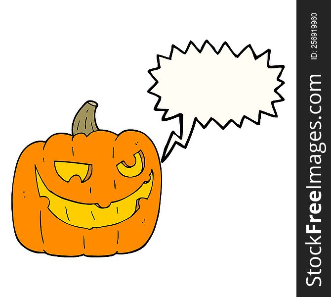 speech bubble cartoon halloween pumpkin