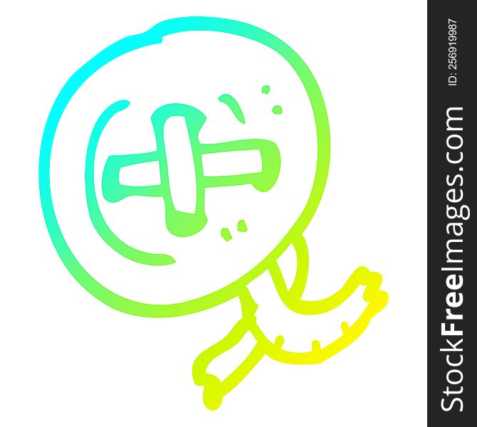 cold gradient line drawing of a cartoon button