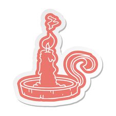 Cartoon Sticker Of A Candle Holder And Lit Candle Royalty Free Stock Photography