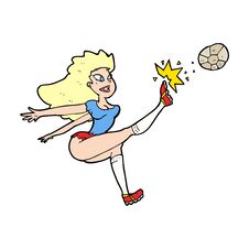 Cartoon Female Soccer Player Kicking Ball Stock Image Cartoon Female Soccer Player Kicking Ball Stock Image