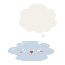 Cartoon Puddle With Face And Thought Bubble In Retro Style Royalty Free Stock Photo