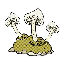 Free Cartoon Mushrooms Growing Stock Image - 256923291