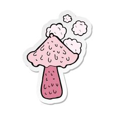 Sticker Of A Cartoon Mushroom Stock Images