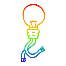 Rainbow Gradient Line Drawing Cartoon Electric Light Bulb Royalty Free Stock Photo
