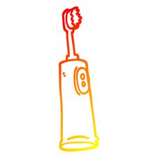 Warm Gradient Line Drawing Cartoon Electric Toothbrush Royalty Free Stock Photo