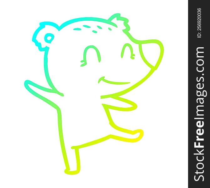 cold gradient line drawing of a friendly bear dancing