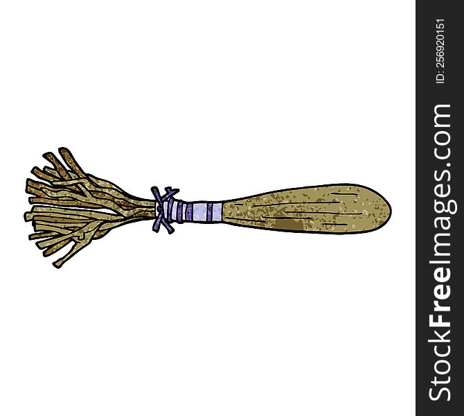 cartoon doodle magic broom
