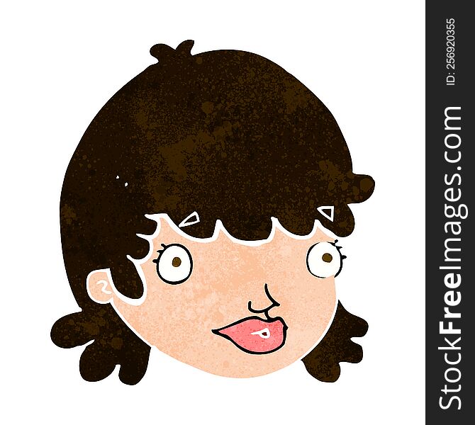 Cartoon Female Face With Surprised Expression