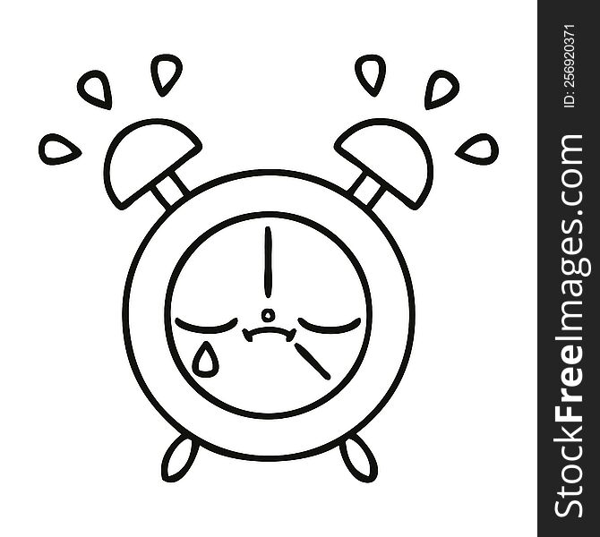 Line Drawing Cartoon Alarm Clock