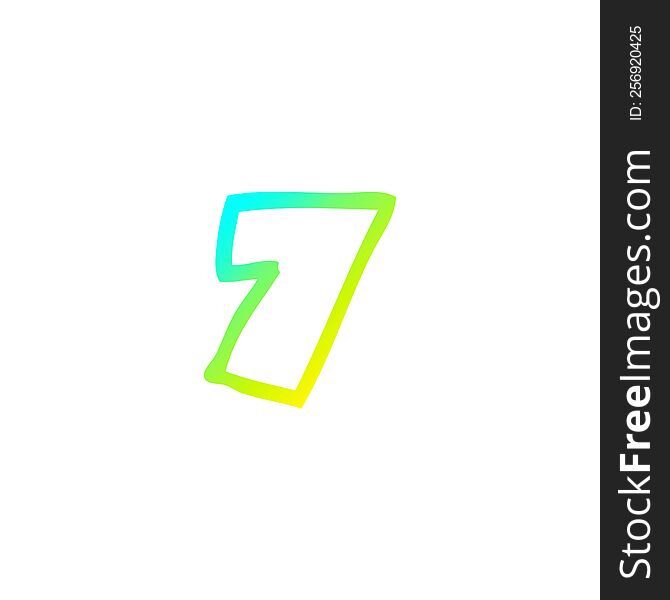 cold gradient line drawing of a cartoon number seven