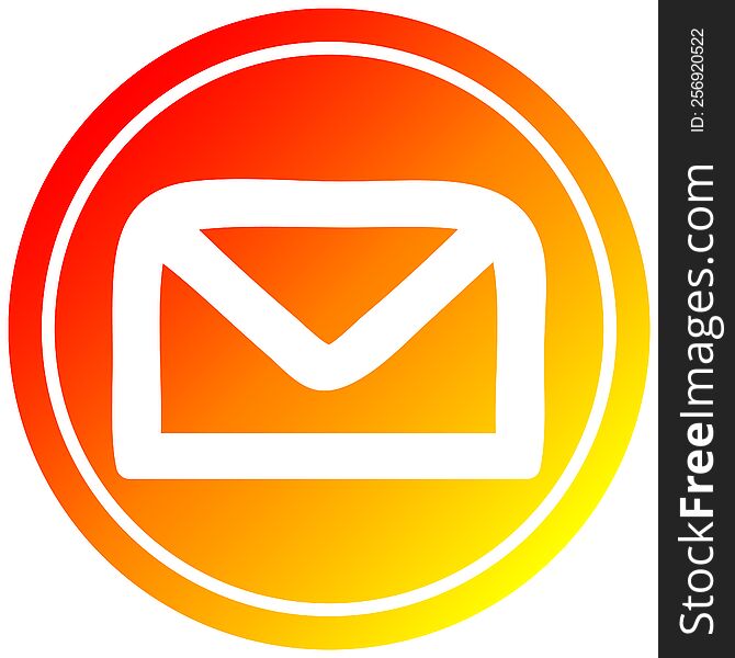 envelope letter circular icon with warm gradient finish. envelope letter circular icon with warm gradient finish