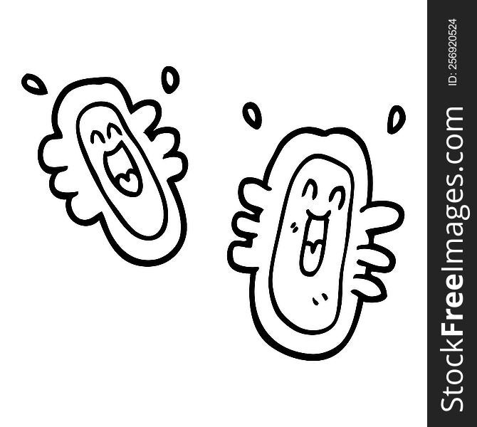 line drawing cartoon happy germs