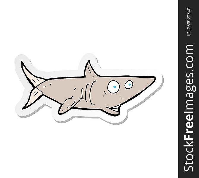 sticker of a cartoon happy shark