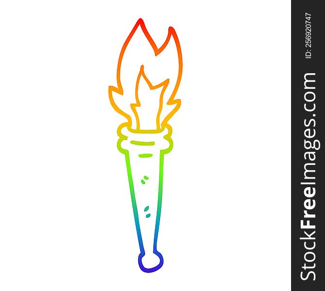 rainbow gradient line drawing of a cartoon sports torch